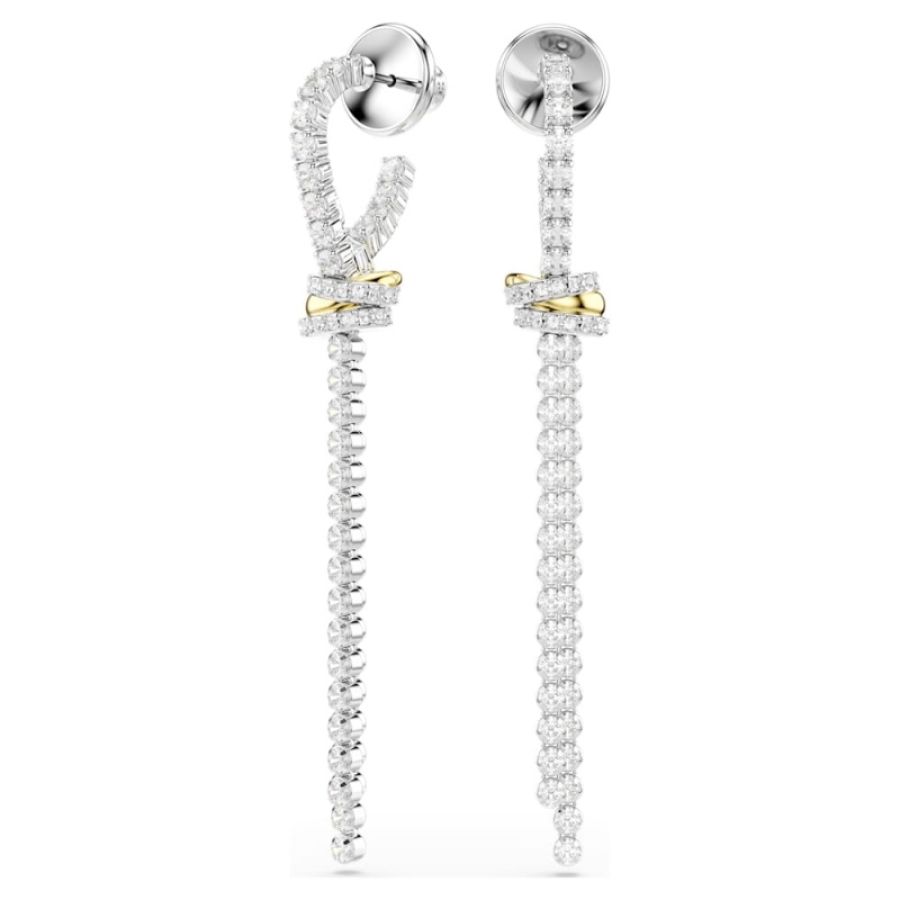Swarovski 5752866 orecchini pendenti hyperbola, taglio round, nodo, bianchi, mix di finiture di swarovski originale