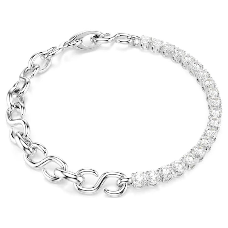 Swarovski 5753926 braccialetti /tto matrix, taglio round, bianco, placcato rodio di swarovski originale