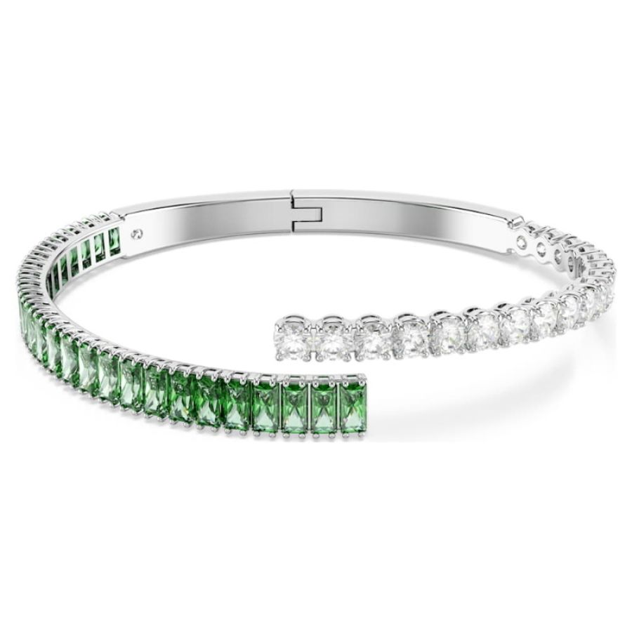 Swarovski 5722461 bracciale rigido matrix, taglio misto, verde, placcato rodio di swarovski originale