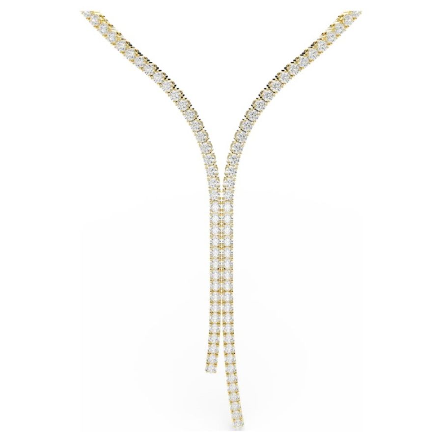 Swarovski 5750601 collana a y matrix, taglio round, bianco, finitura oro 18k di swarovski originale