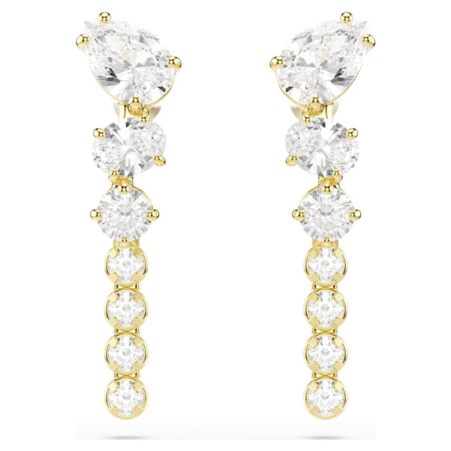 Swarovski 5747936 orecchini pendenti mesmera, taglio misto, bianchi, finitura oro 18k di swarovski originale