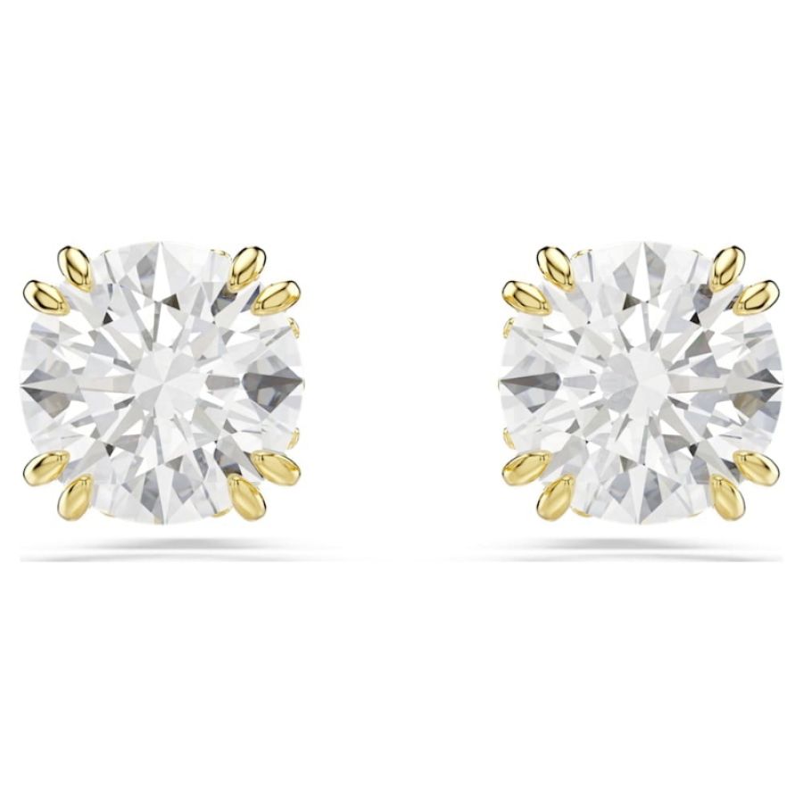 Swarovski 5642595 orecchini a lobo stilla, taglio round, bianchi, finitura oro 18k di swarovski originale