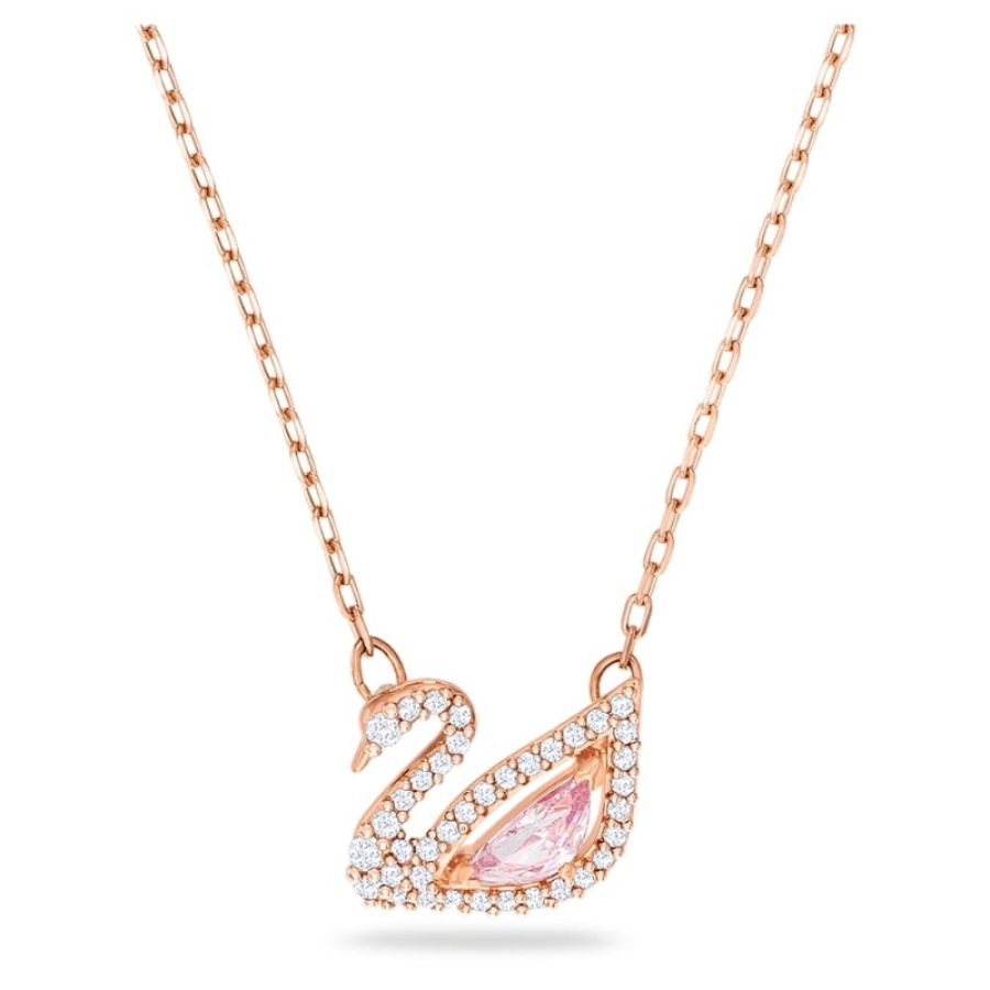 Swarovski 5469989 collana swan, cigno, rosa, finitura oro rosa 18k di swarovski originale