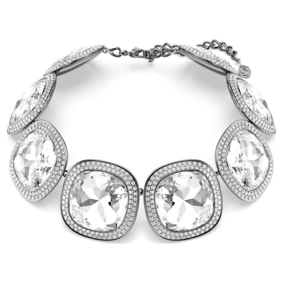 Swarovski 5751551 girocollo una angelic, taglio cushion, bianco, placcato rutenio di swarovski originale