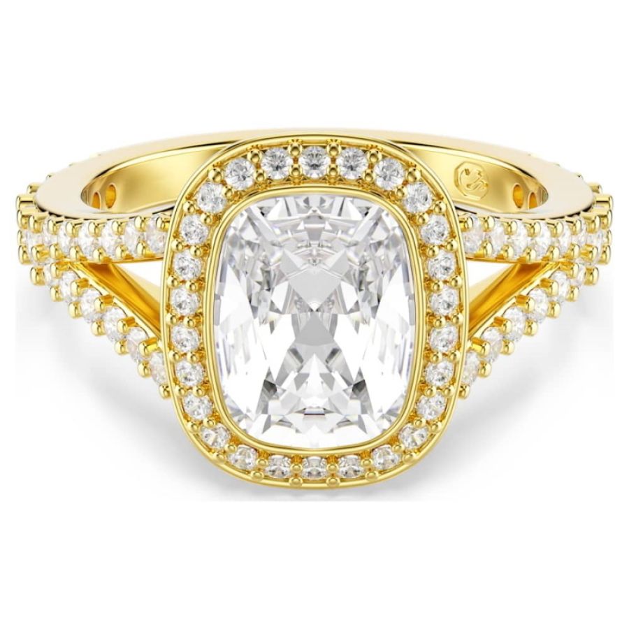 Swarovski 5762626 anello una angelic, taglio cushion, bianco, finitura oro 18k di swarovski originale