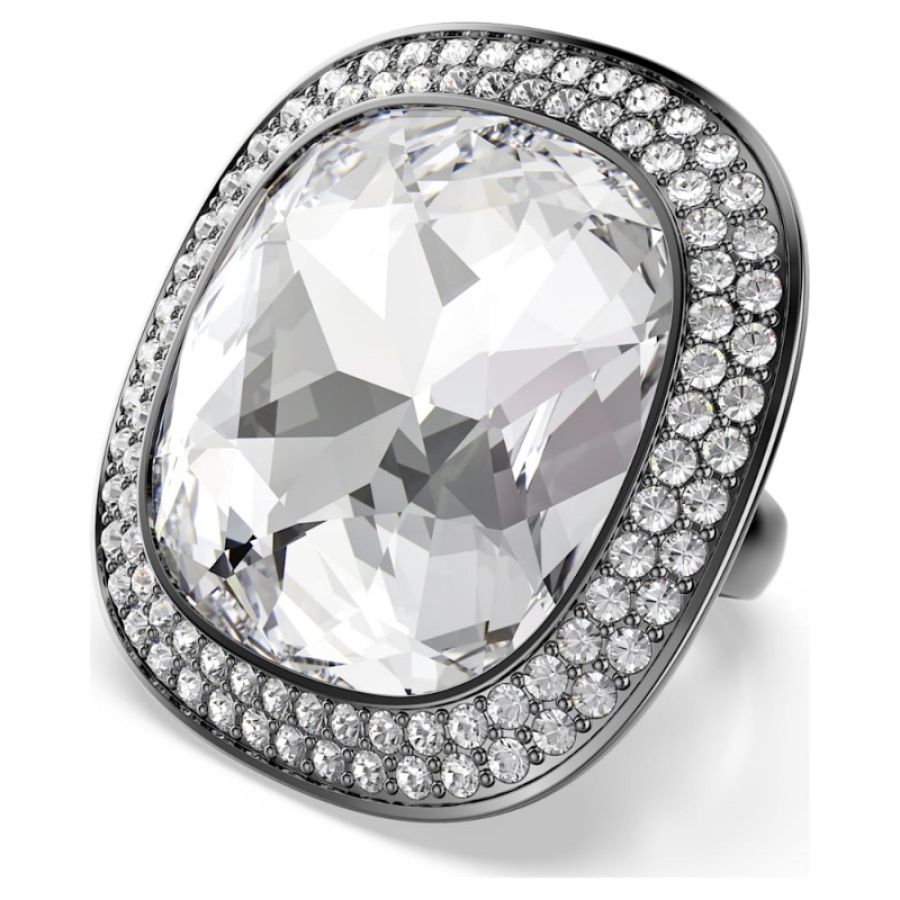 Swarovski 5760117 anello cocktail una angelic, taglio cushion, bianco, placcato rutenio di swarovski originale