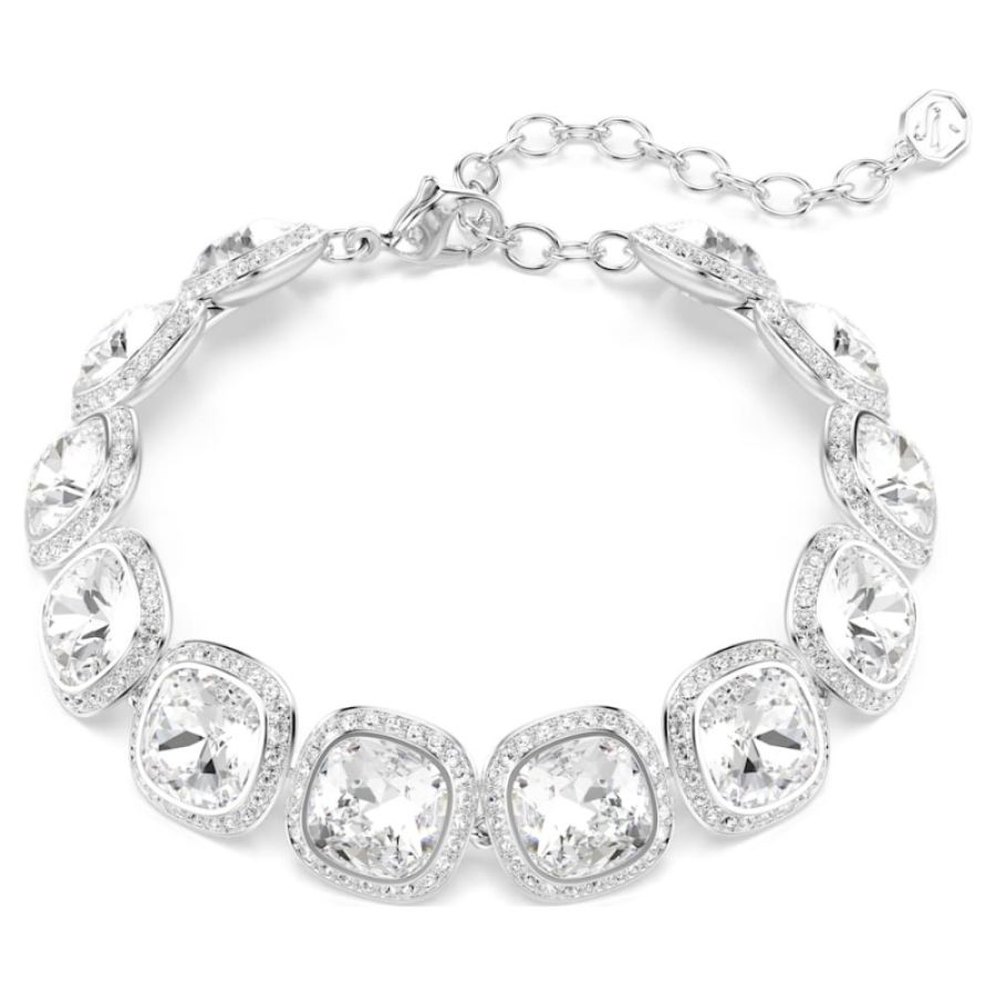Swarovski 5751558 braccialetti /tto una angelic, taglio cushion, bianco, placcato rodio di swarovski originale