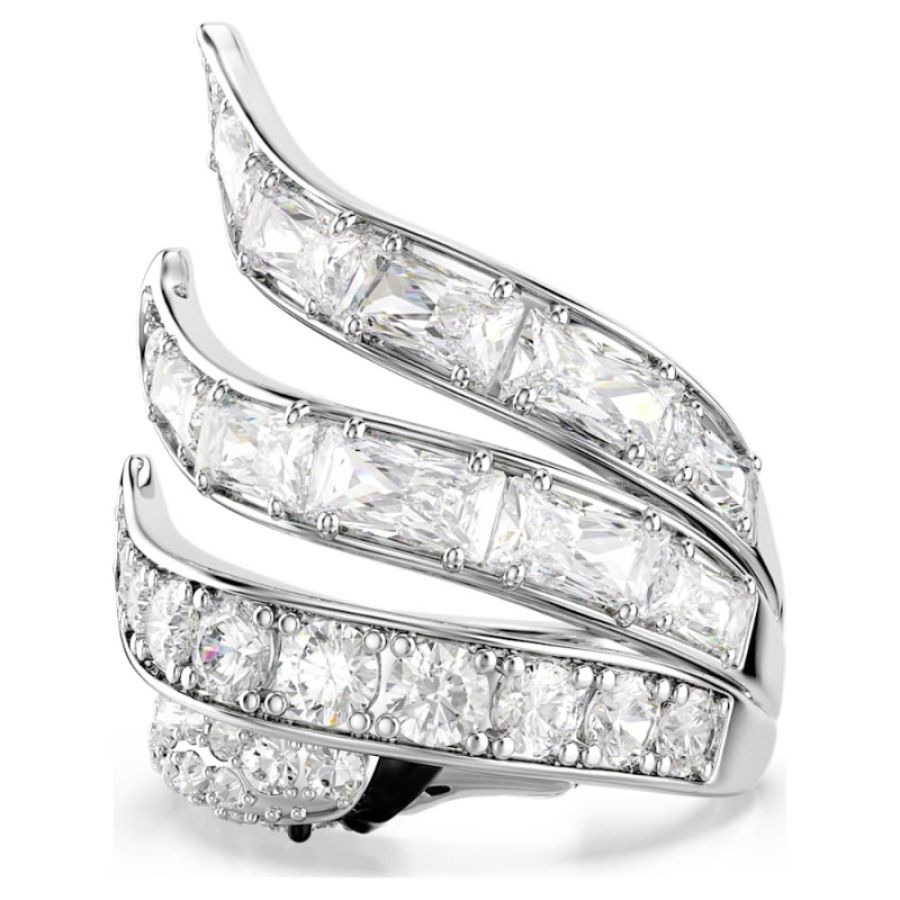 Swarovski 5762207 anello cocktail vienna, taglio misto, cigno, bianco, placcato rodio di swarovski originale