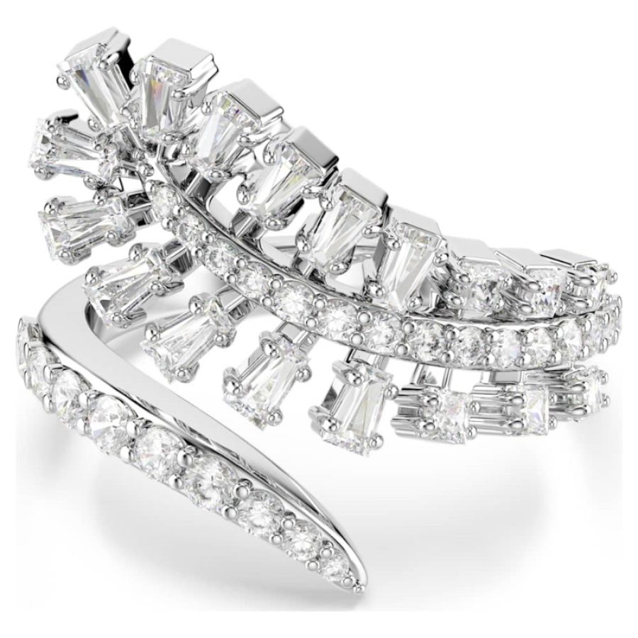 Swarovski 5757838 anello aperto vienna, taglio misto, piuma, bianco, placcato rodio di swarovski originale