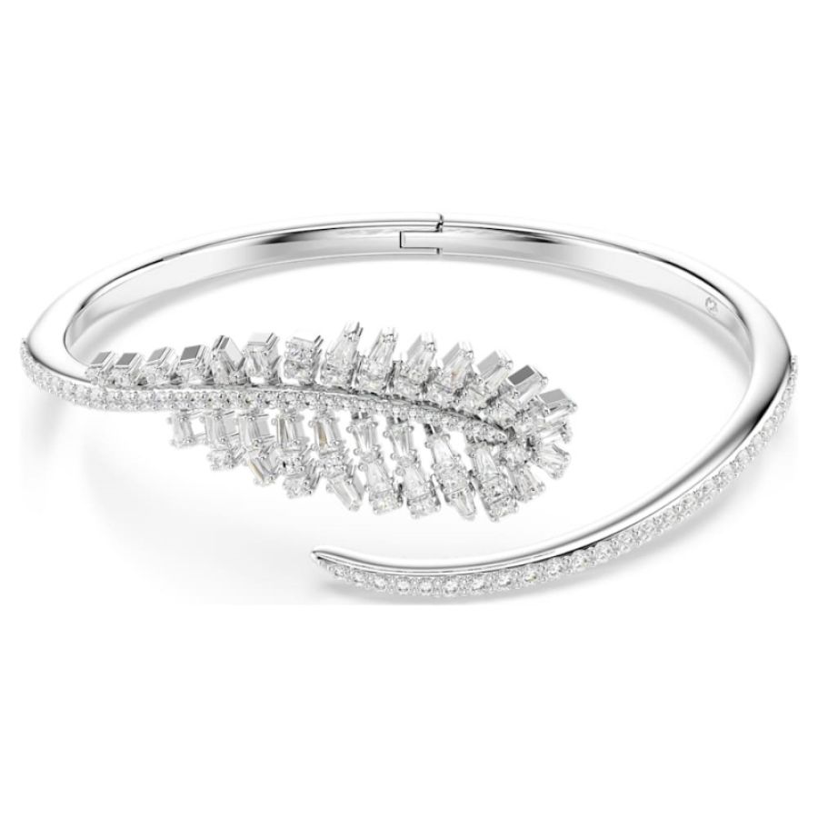 Swarovski 5754274 bracciale rigido vienna, taglio misto, piuma, bianco, placcato rodio di swarovski originale