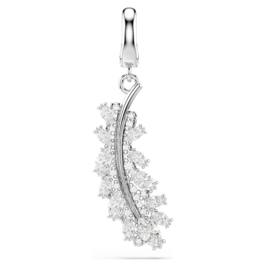 Swarovski 5757739 charm vienna, taglio misto, piuma, bianco, placcato rodio di swarovski originale