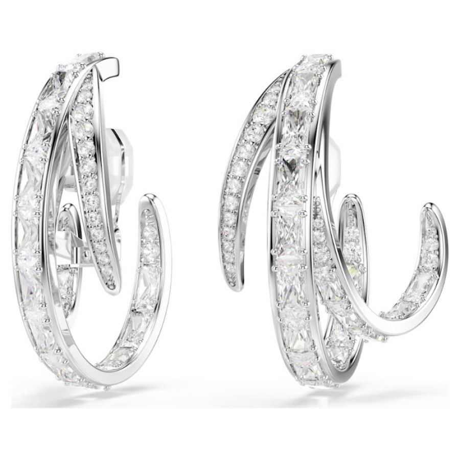 Swarovski 5756046 orecchini a clip vienna, taglio misto, bianchi, placcato rodio di swarovski originale