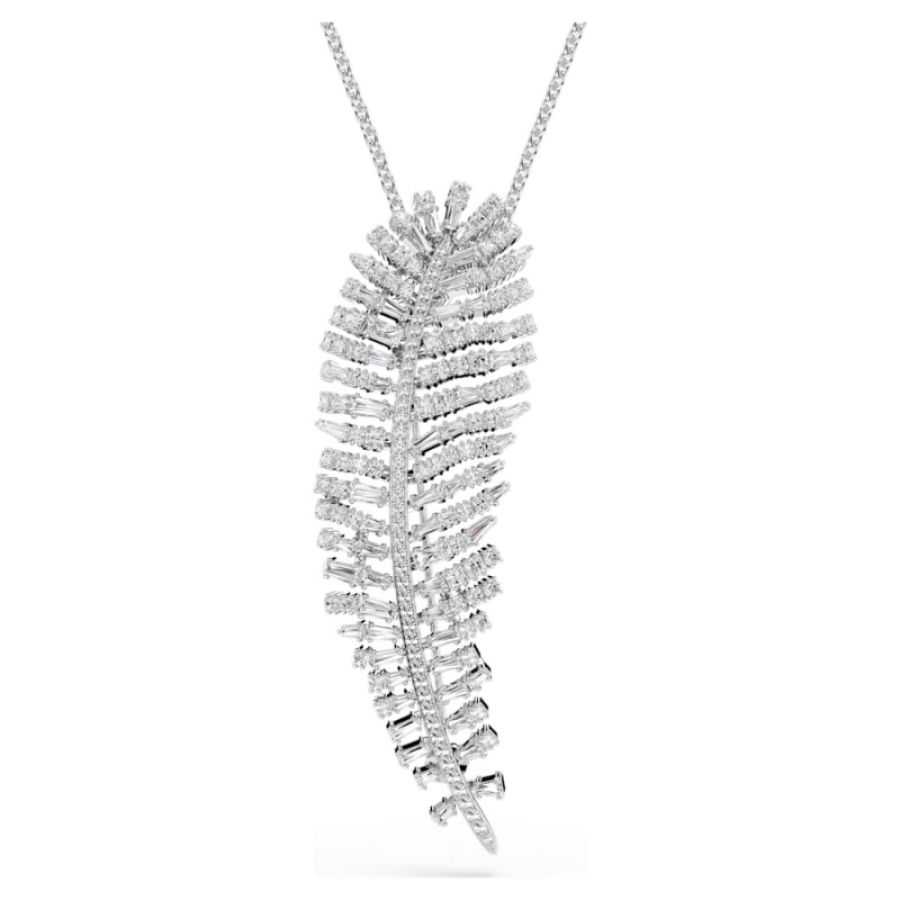 Swarovski 5749209 pendente e spilla vienna, taglio misto, piuma, bianchi, placcato rodio di swarovski originale