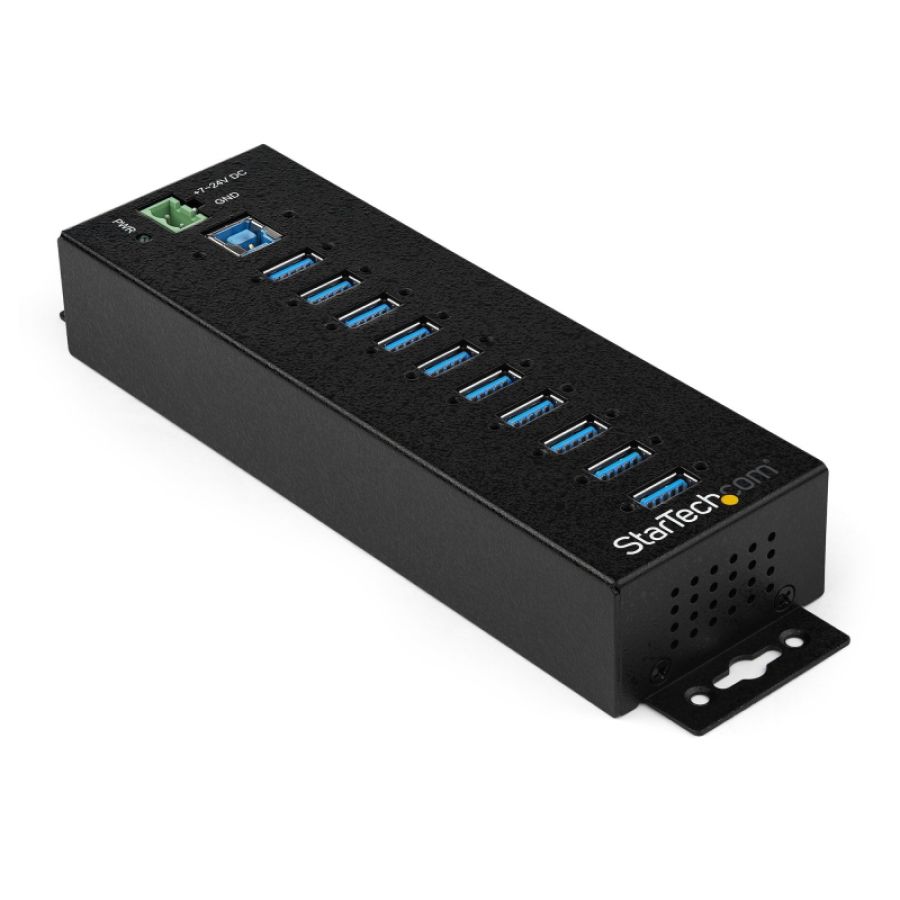 Startech.com hub usb 3.0 industriale a 10 porte con adattatore di alimentazione - protezione contro le sovratensioni - hub di