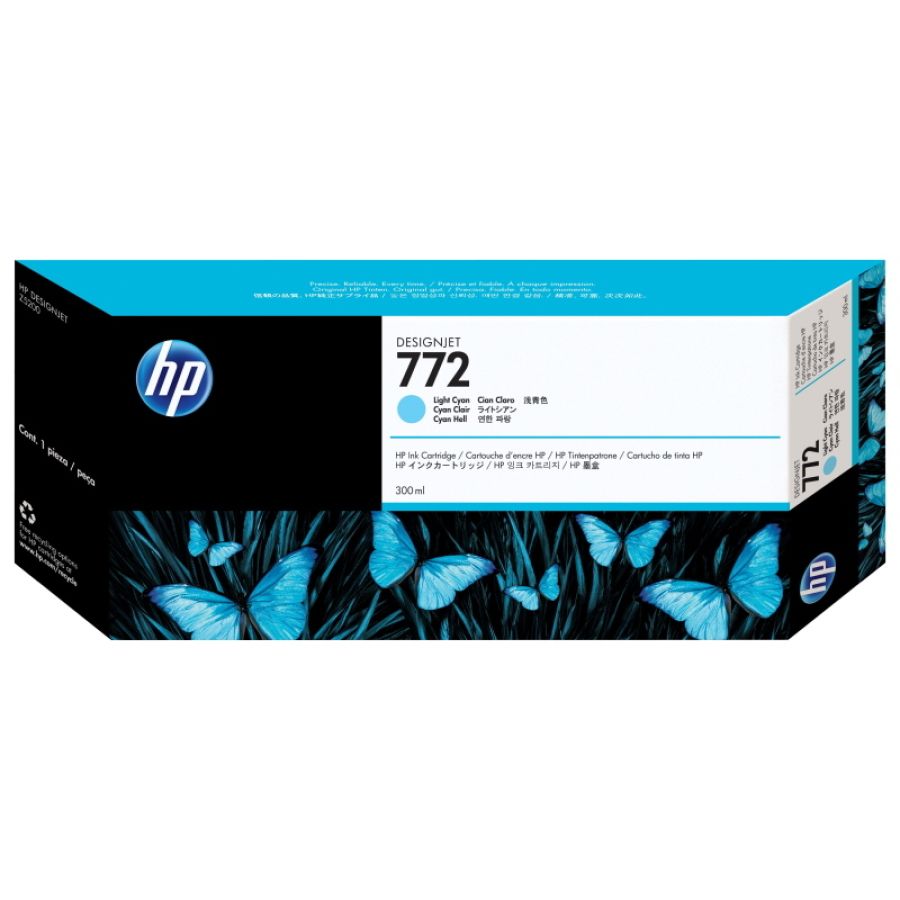 Hp cartuccia inchiostro ciano chiaro designjet 772, 300 ml