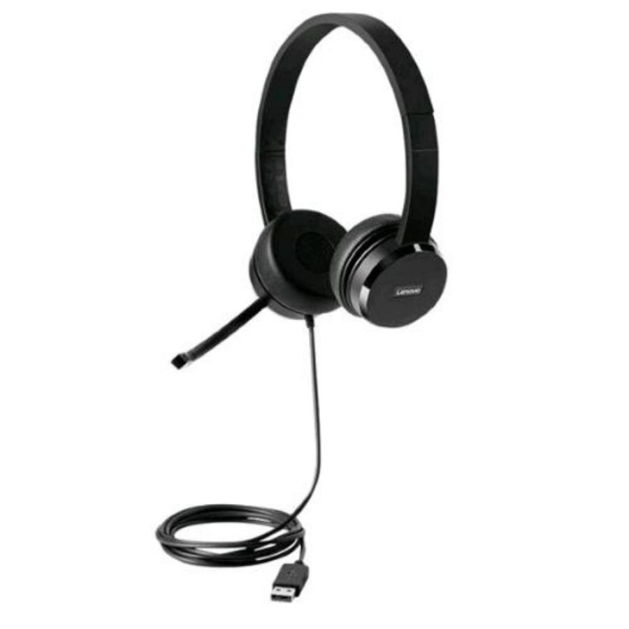 Lenovo 100 cuffie stereo con microfono usb on-ear nero