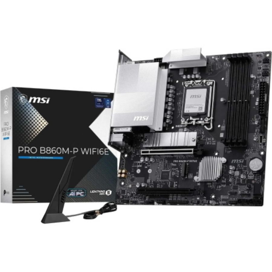 Msi mb pro b860m-p wifi6e,b860,lga1851,4ddr5,2pci-ex16,2m.2,4sata3,6usb3.2 gen1,6usb2.0,hd audio