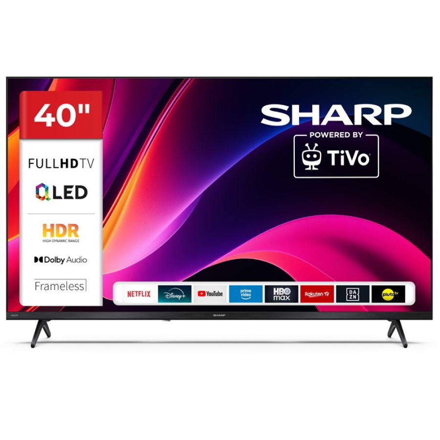 Sharp 40he3245e - 40 qled fhd - frameless - comp. tv sat - audio dolby digital+ / dts hd - chromecast - black - it