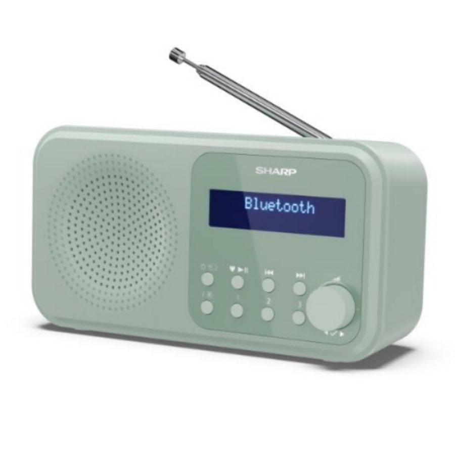 Sharp dr-p420 tokyo radio digitale portatile dab+/dab e fm con rds bluetooth 5.3 - 20 stazioni memorizzabili e doppia sveglia usb o a batterie verde