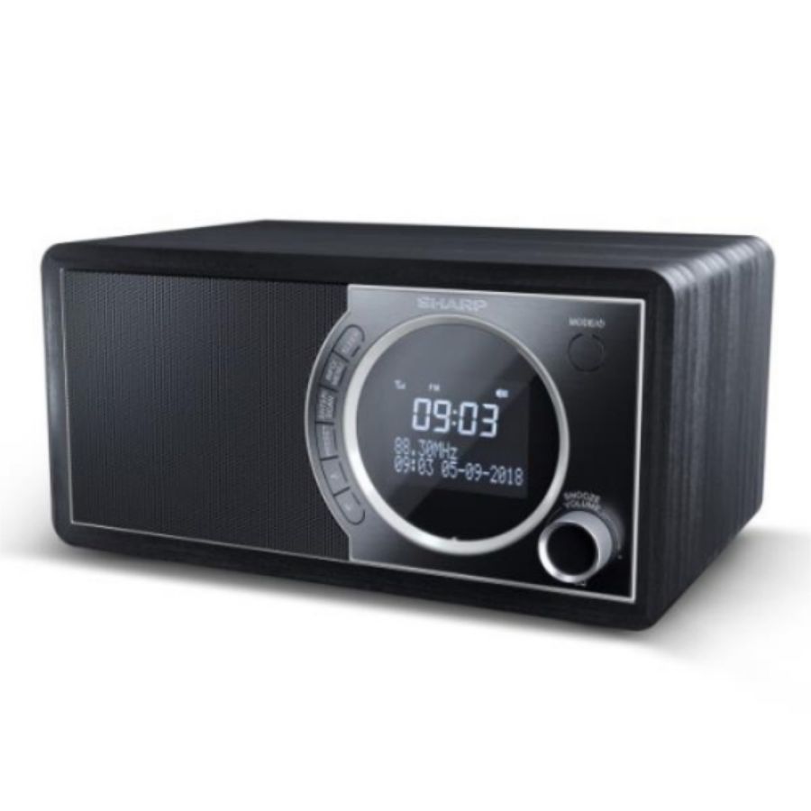 Sharp dr450 radio digitale dab/dab+/fm con rds bluetooth 4.2 20 stazioni memorizzabili sveglia display lcd design retro` nero