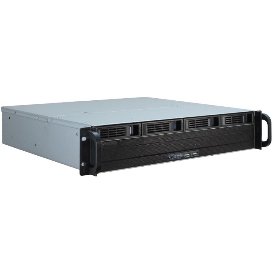 Inter-tech ipc 2u-2404s supporto nero, argento