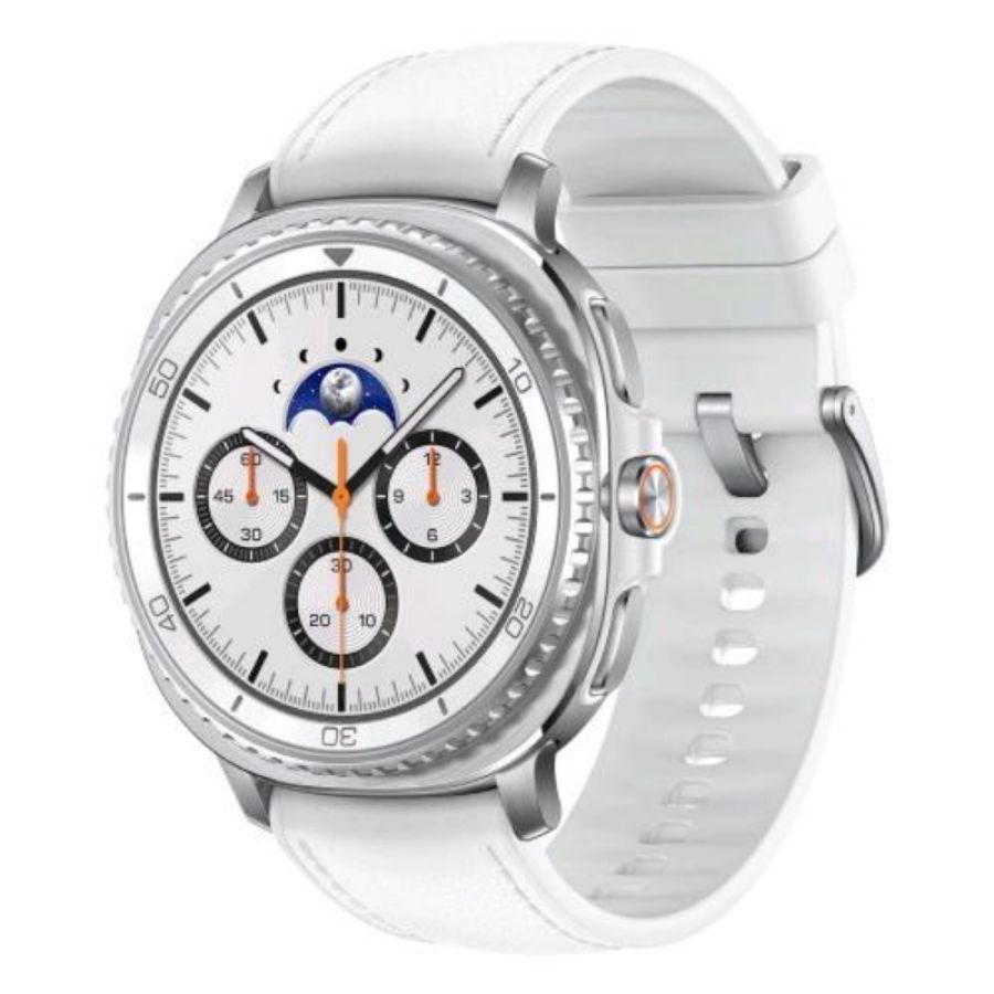 Samsung l500 galaxy watch 8 clalssic 46mm smartwatch 1.3 amoled wi-fi nfc gps 5 atm europa argento bianco