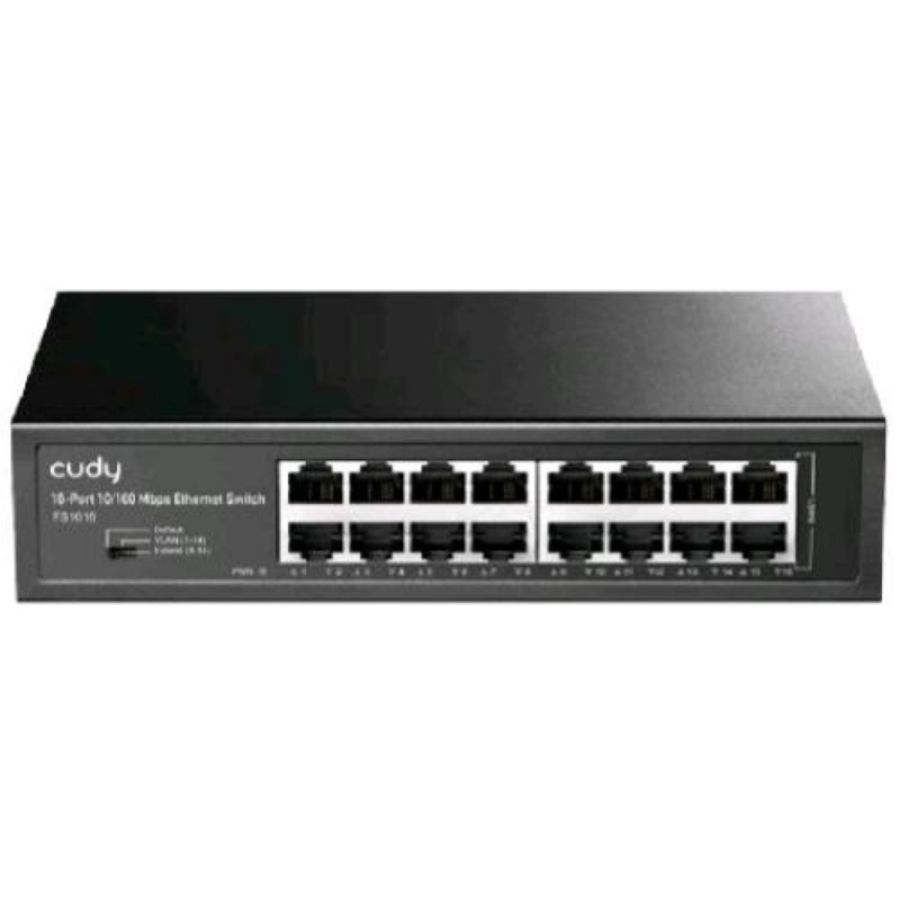 Cudy fs1016 switch non gestito 16 porte fast ethernet (10/100) in metallo desktop montabile a rack nero