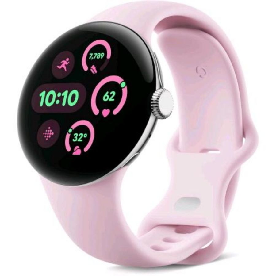 Google pixel watch 3 41mm amoled cassa argento lucido cinturino rosa quarzo wi-fi gps (satellitare)