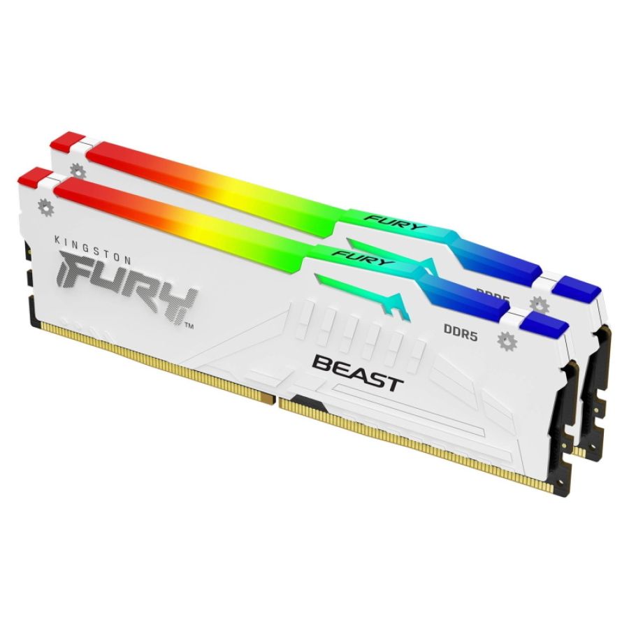 Kingston technology fury beast 32 gb 5200 mt/s ddr5 cl40 dimm (kit da 2 moduli) white rgb xmp