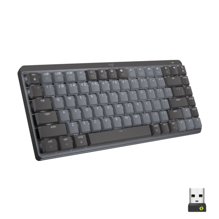 Logitech mx mini mechanical tastiera rf senza fili + bluetooth qwertz svizzere grafite, grigio