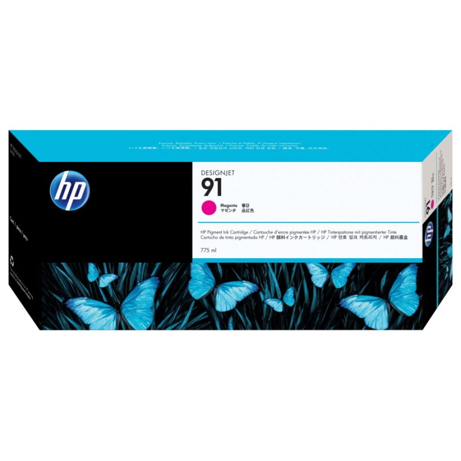 Hp cartuccia di inchiostro pigmentato magenta originale designjet 91 da 775 ml