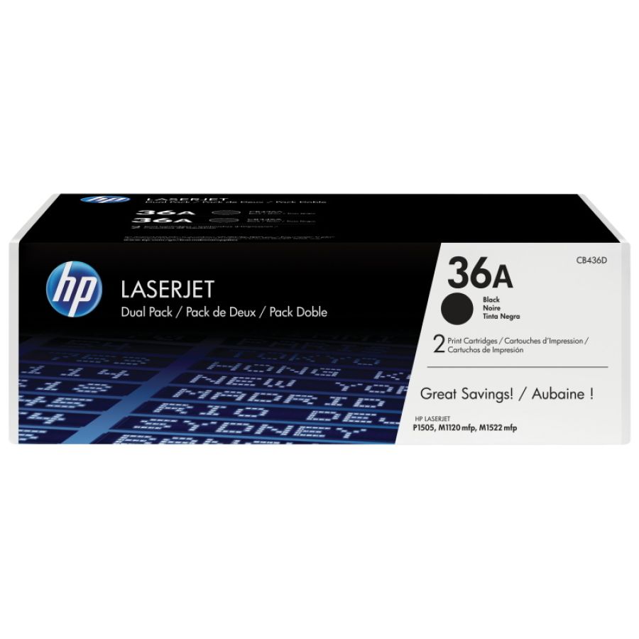 Hp confezione da 2 cartucce originali di toner nero laserjet 36a