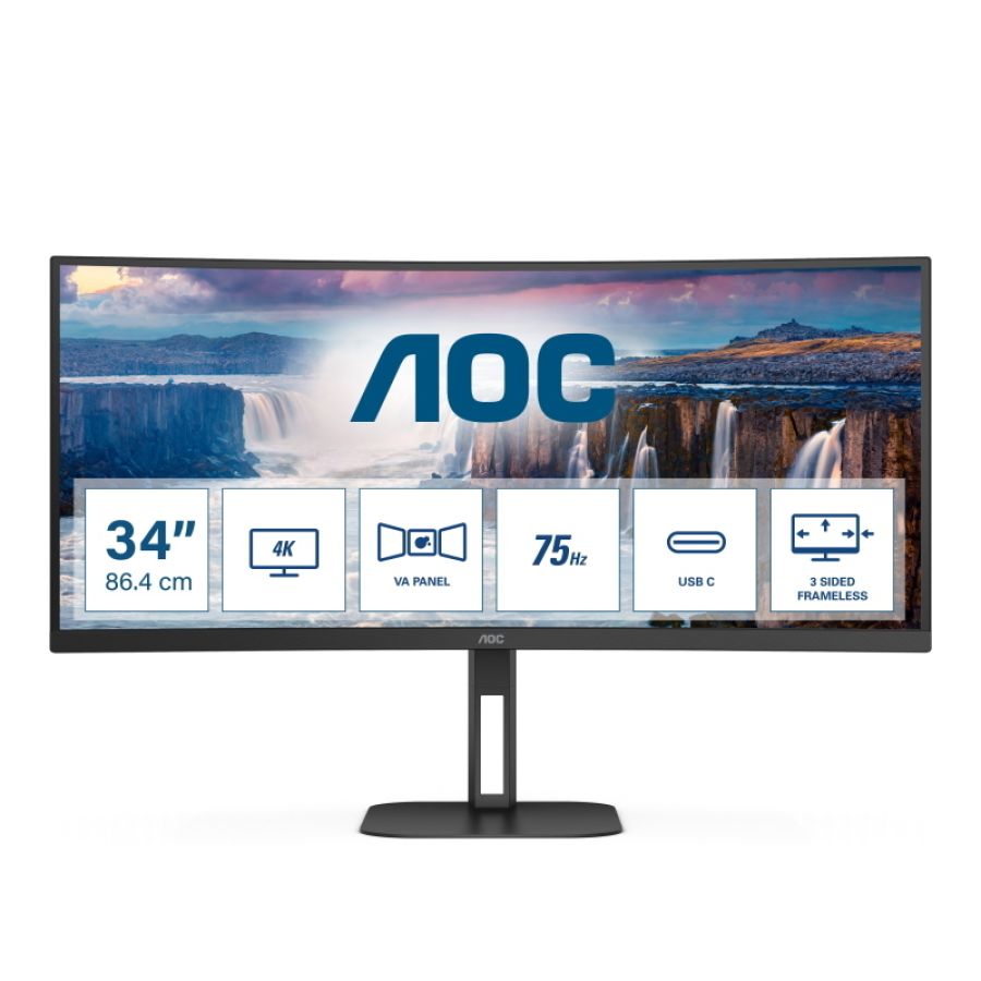 Aoc v5 cu34v5c/bk led display 86,4 cm (34\) 3440 x 1440 pixel wide quad hd nero