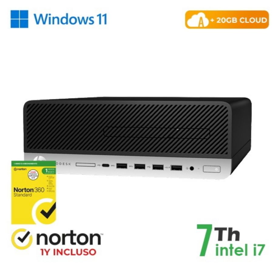Pc hp 600-800 g3 sff intel core i7-7 gen 8gb 256gb ssd windows 11 pro + norton 360 - ricondizionato (rn64622313)