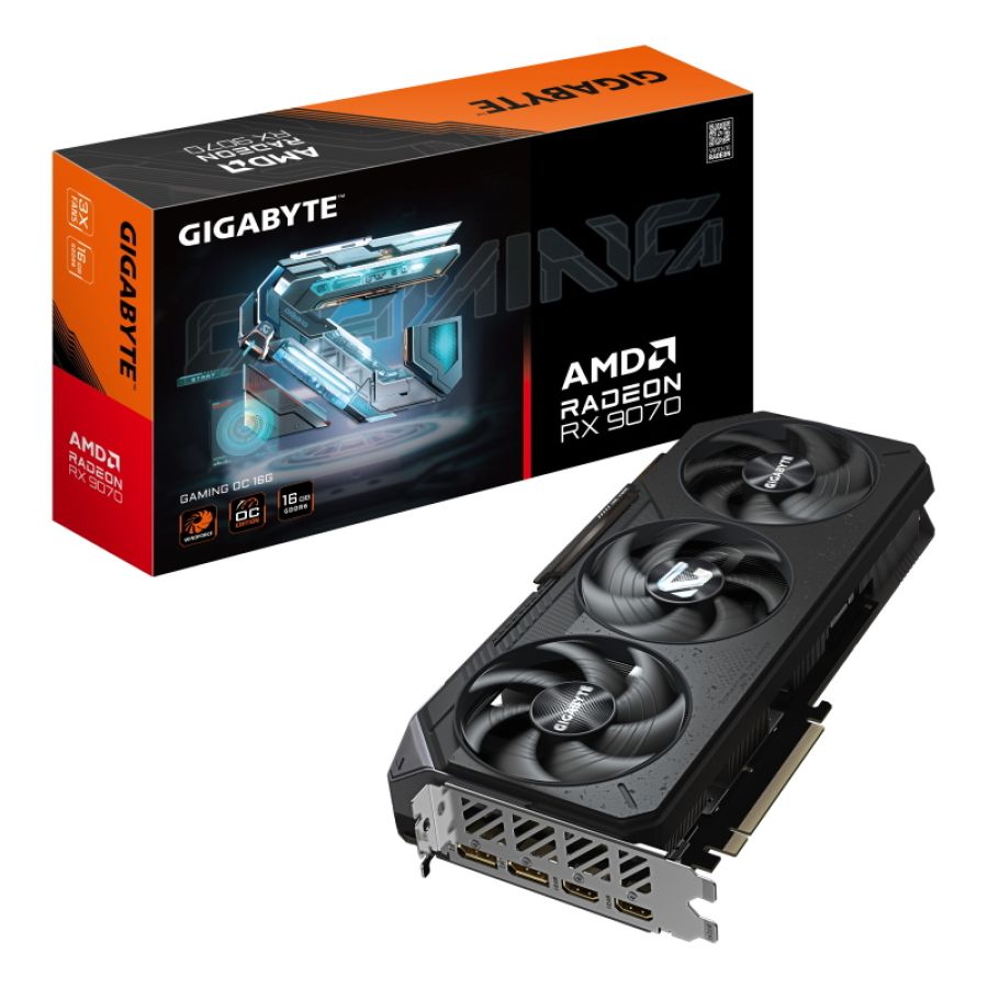 Gigabyte radeon rx 9070 gaming oc 16g scheda grafica - 16 gb gddr6, 256 bit, pci-e 5.0, 2700 mhz frequenza base, 2 x