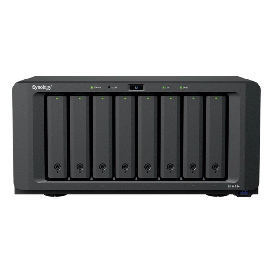 Nas synology ds1825neo+ x 8hd 3.5/2.5 sata/ssd/m.2 -no hd-amd ryzen-2p 2.5gbe rj45-3p usb3.2 - ddr4 4g non ecc-supp. 40 telec.