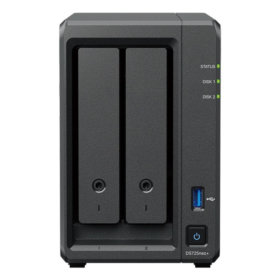 Nas synology ds725neo+ x 2hd 3.5/2.5sata2/3-no hd- amd ryzen r1600-ddr4 4gb no ecc-1p lan rj45 1gbe-1p lan rj452.5gbe 1p usb