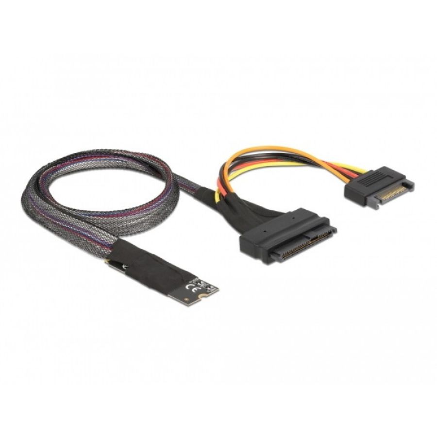 Delock 62984 adattatore per inversione del genere dei cavi 67-pin m.2 key m u.2 sff-8639/sata 15-pin nero