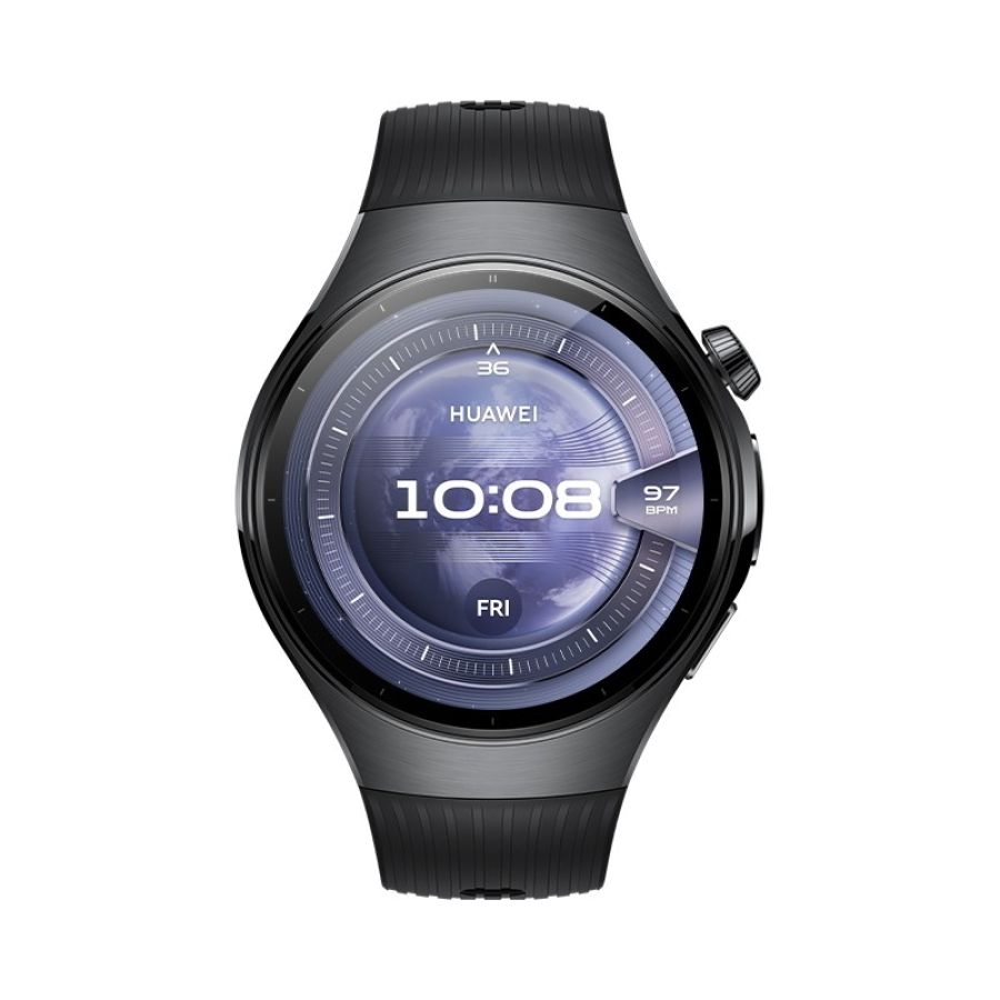 Huawei watch 5 (46 mm), cassa in acciaio inox 316l e cinturino nero. compatibile con ios e android e chiamate e-sim