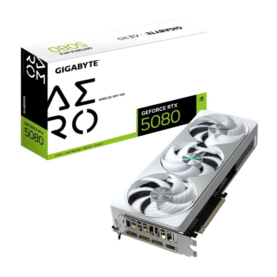 Gigabyte geforce rtx 5080 aero oc sff 16g scheda grafica - 16gb gddr7, 256 bit, pci-e 5.0, 2730mhz core clock, 3 x displayport,