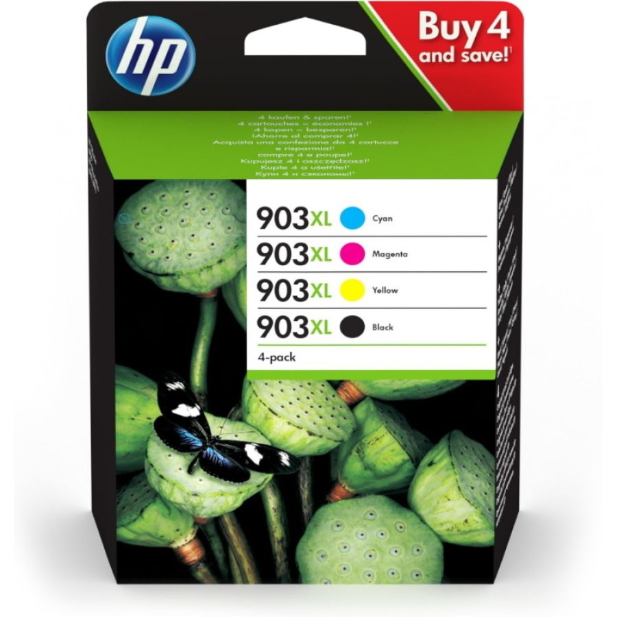 Hp 903xl cartuccia d\`inchiostro 4 pz originale resa elevata (xl) nero, ciano, magenta, giallo
