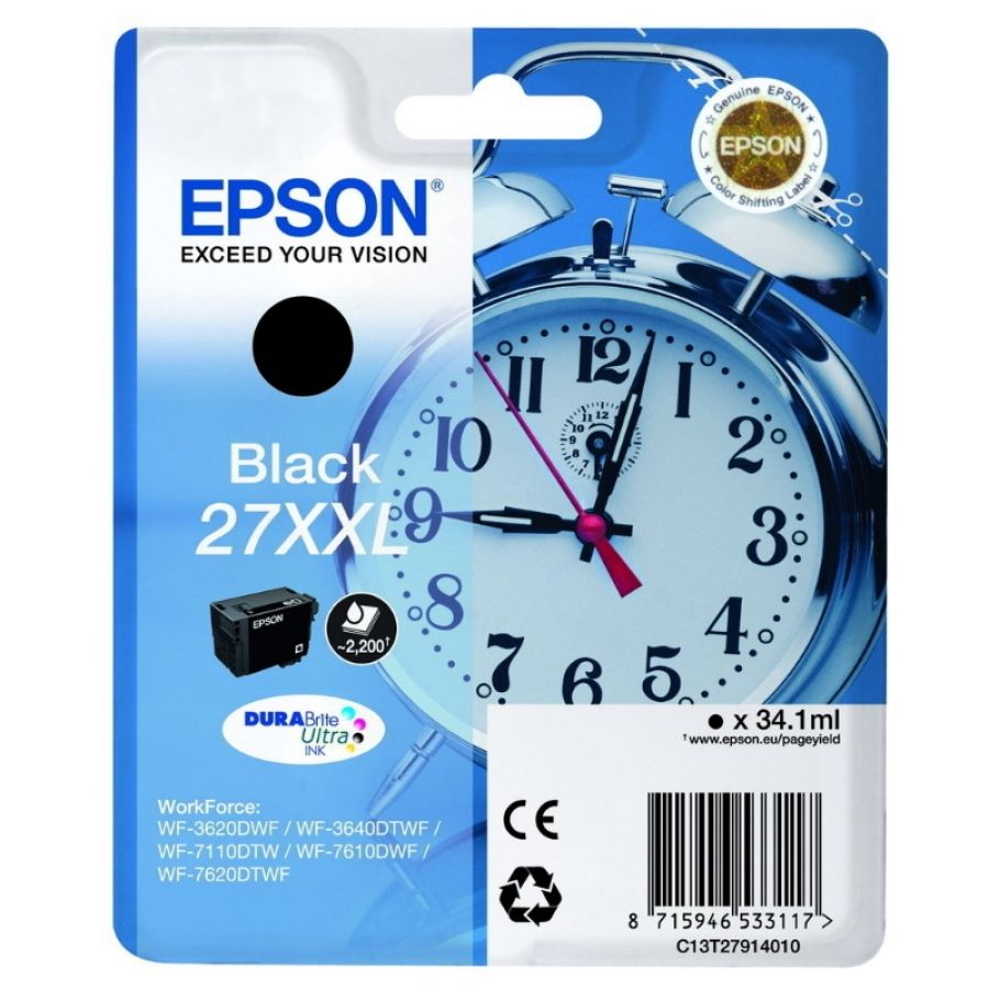 Epson alarm clock 27xxl durabrite ultra cartuccia d\`inchiostro 1 pz originale nero