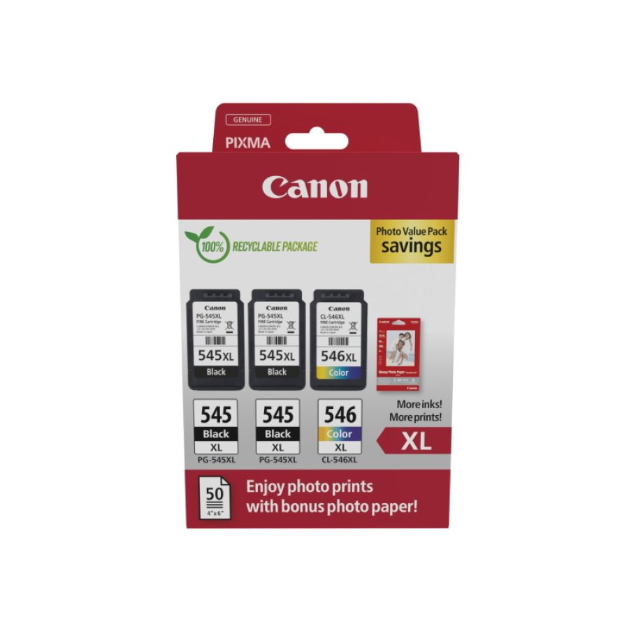 Canon 8286b015 cartuccia d\`inchiostro 3 pz originale resa elevata (xl) nero, ciano, magenta, giallo