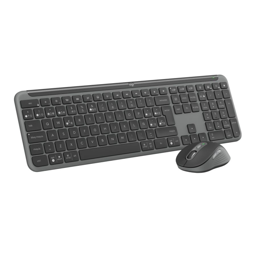 Logitech mk950 signature slim tastiera mouse incluso ufficio rf senza fili + bluetooth qwerty spagnolo grafite