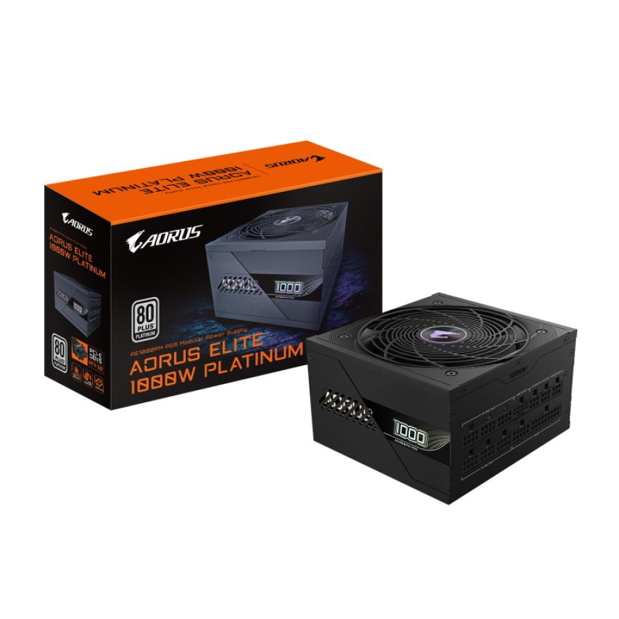 Gigabyte aorus elite p1000w ice alimentatore - pcie 5.0, 80 plus platinum, design completamente modulare, ventola da 120 mm,
