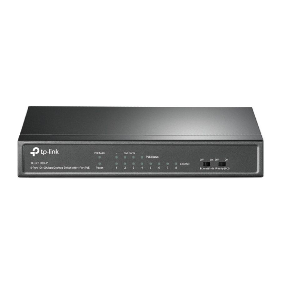 Tp-link tl-sf1008lp switch di rete non gestito fast ethernet (10/100) supporto power over ethernet (poe) nero
