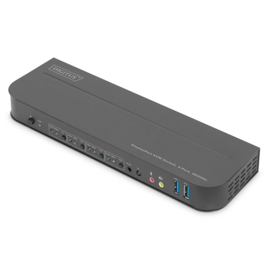 Digitus switch kvm, 4 porte, 4k60hz, 4 x dp in, 1 x dp/hdmi out