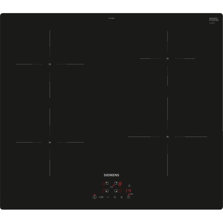 Siemens iq100 eu611beb6e piano cottura nero da incasso 60 cm piano cottura a induzione 4 fornello(i)
