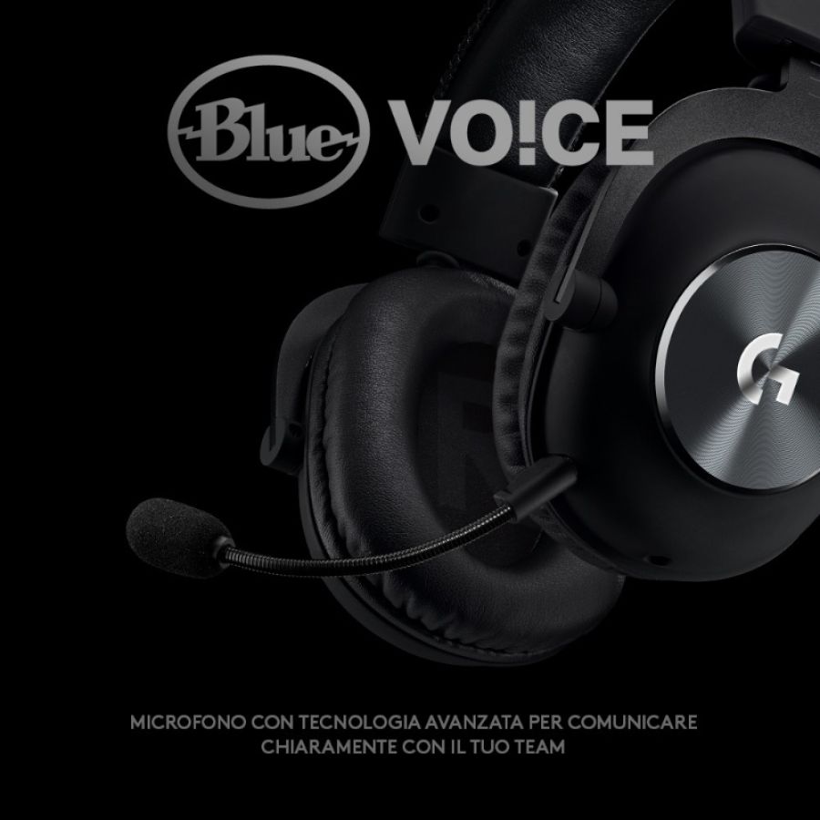 Logitech g pro x cuffia gaming cablata con microfono blue vo!ce, dts headphone:x 7.1 e driver pro-g da 50 mm, 7.1 surround