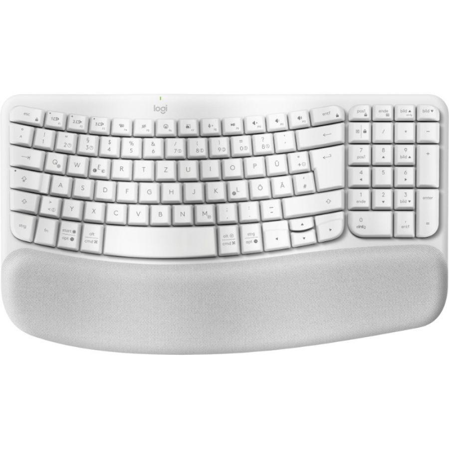 Logitech wave keys tastiera ufficio rf senza fili + bluetooth qwertz tedesco bianco